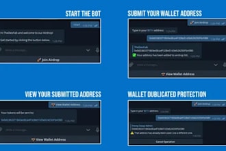 develop telegram bot trading and volume holder rank referral, airdrop referral