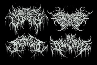 design a war themed black death metal logo