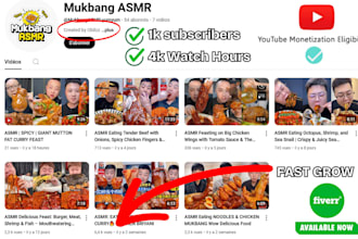 create youtube channel of asmr food for earn money fast grow