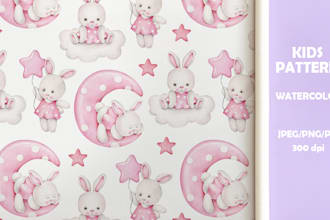 hand draw kids seamless pattern for fabric in watercolor