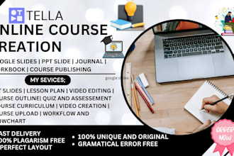 create ebook, online course content, online course creation,  lesson plan, tella