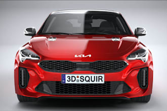 3d model sport car, automotive car design, interior and exterior, 3d trunk model