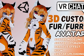do 3d custom vrchat avatar, furry avatar, vrc character, vr chat avatar 3d model