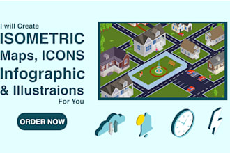 create flat isometric maps icons infographic and illustraions for you