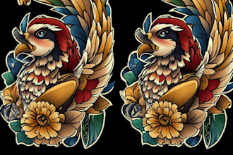 create any design in traditional tattoo or old school style