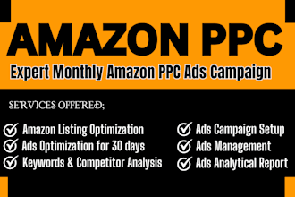 setup manage optimize monthly amazon PPC campaign amazon PPC expert amazon ads