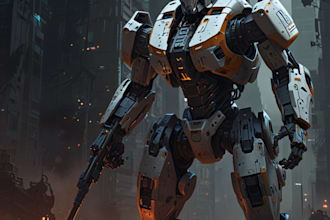 create transformer and concept art of futuristic mecha