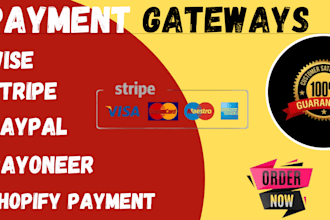 setup and activate your shopify payment gateway, wise stripe paypal etc