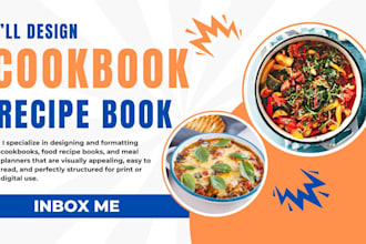 design recipes book, format cookbook, food recipes and design cookbook