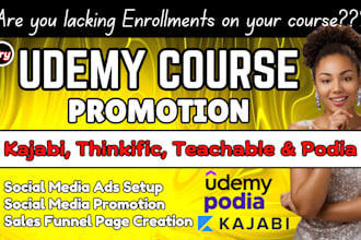 online course promotion, udemy course promotion, thinkific, kajabi sales funnel