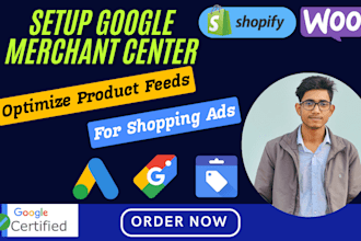 setup google merchant center and optimize product feeds for shopping ads