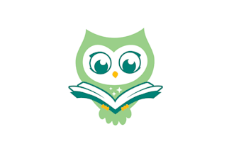 design unique modern character little owl reading  book logo