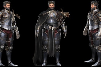 be 3d realistic model, warrior game character, blender rig, ue5 character, armor