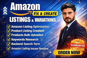 create amazon fba listings, variations, SEO, and fix amazon listing errors