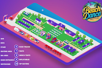 do 3d isometric event map vector festival maps illustrations
