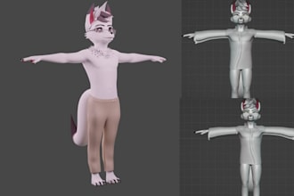 model a 3d vrchat avatar, vrc avatar, furry avatar, anime for quest and pc