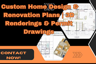custom home design and renovation plans with 3d renderings and permit drawings