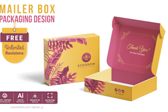 do mailer box and product packaging box with free revisions
