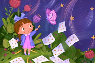 draw cute children story book illustrations