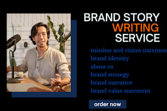 write brand, story mission and vision statement about us page, biography, bio