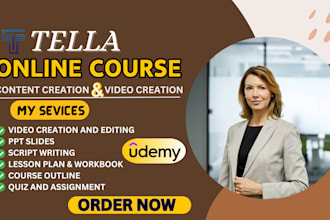 create any online course content on kajabi, udemy, and do tella course video