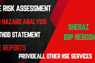 develop a jha, risk assessment, method statement and hse reports