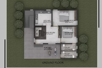 create 2d render plan ,3d render plan