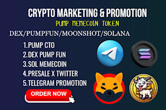 boost crypto token, telegram, cto, memecoin pump fun promotion to 500k investors
