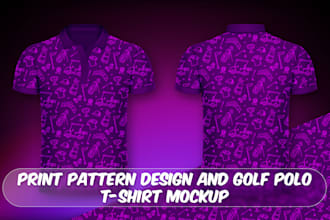 create stunning print pattern golf polo t shirt designs and mockups