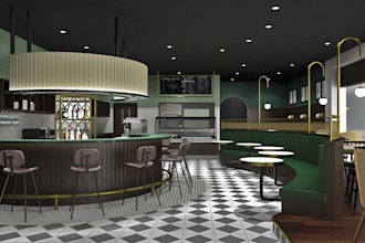 3d model and render your cafe or restaurant