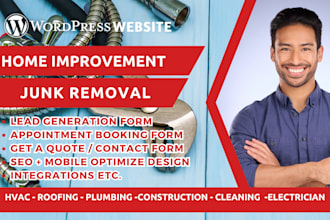 design construction website, plumbing roofing junk removal hvac cleaning website