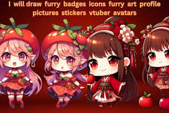 draw furry badges, icons, furry art, profile pictures, stickers, vtuber avatars