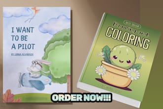 design cute kawaii kids coloring book covers and custom interior for amazon KDP
