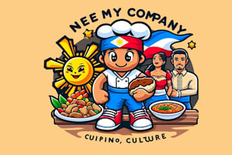 design a unique filipino cuisine culture mascot logo for your brand