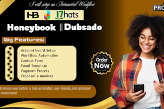 set up honeybook, dubsado workflow, CRM automation, 17hats and acuity scheduling