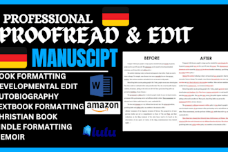 german proofread autobiography, memoir, book editing, text book kdp formatting