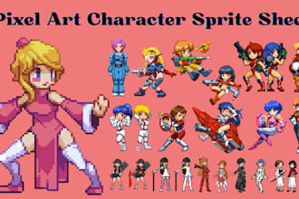 create 2d game character sprite sheet for pixel art animation game asset