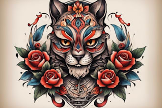 create a traditional or old school style tattoo design