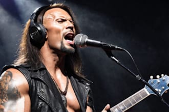 sing powerful rock music, male rock singer, metal vocals, acoustic guitar songs