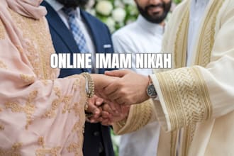 be your quick official imam for your online nikah ceremony, with witness, wali