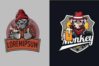 make creative illustration monkey gorilla logo