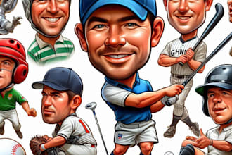 make any sports caricature like golf, baseball, rugby