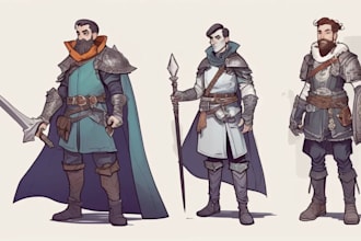 create dnd character design and d and d, illustration