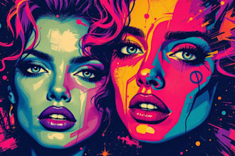 unique pop, wpap, roy lichtenstein style art and graffiti modern portrait