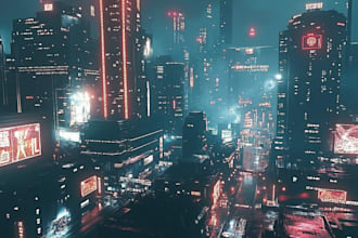 illustrate cyberpunk futuristic city art