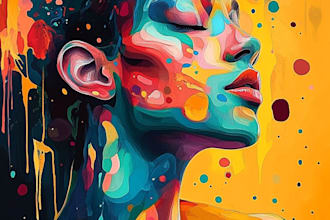 paint expressive colorful abstract portraits