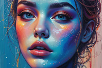 draw abstract art colorful digital oil painting portrait