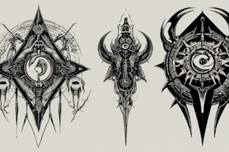 create cyber sigilism tribal design for tattoo or clothing