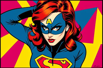 illustrate a superhero pop art portraits