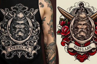 create custom logo old school traditional tattoo design